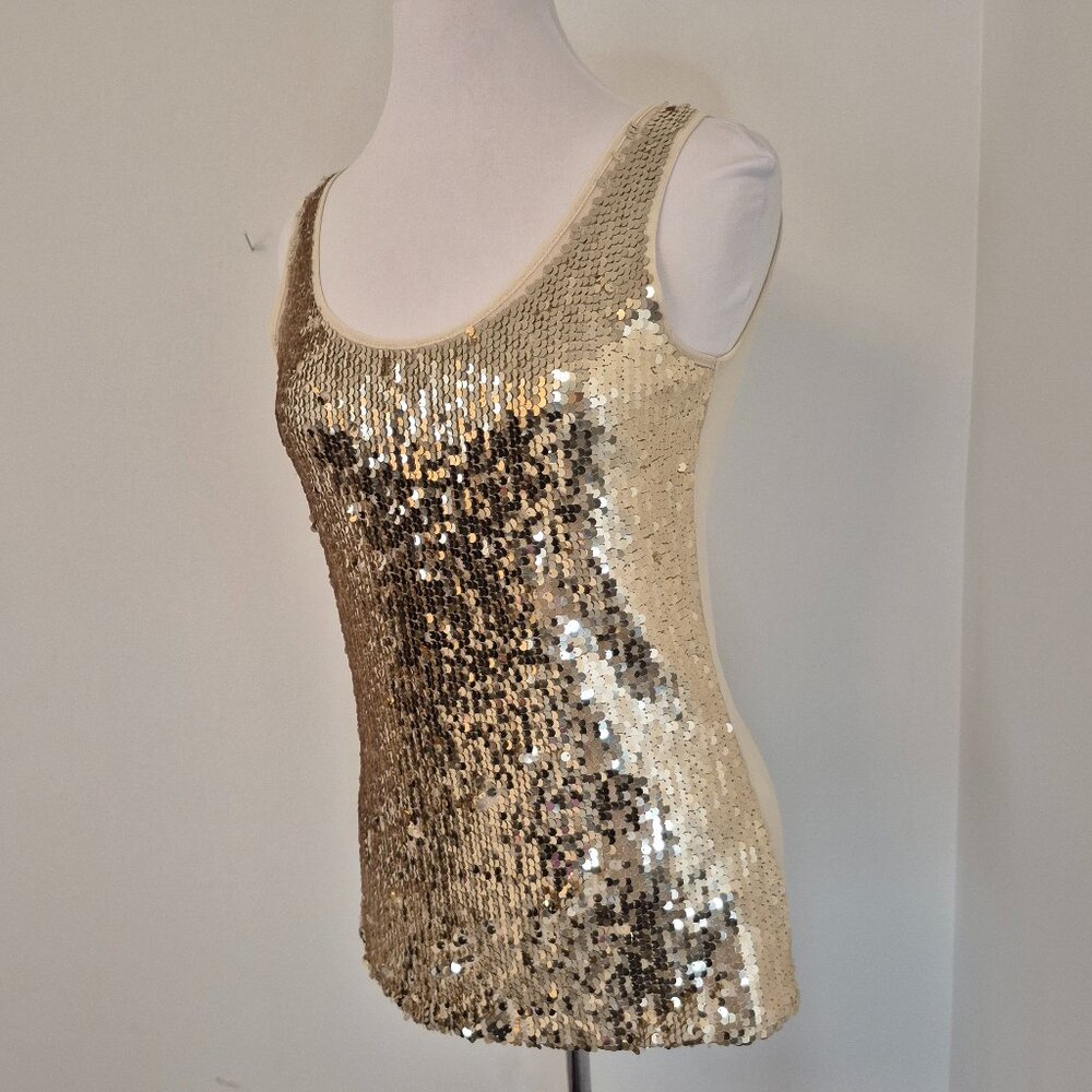 Laura Sequinned Sleeveless Top with Mesh Back M